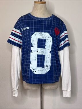 Bravest Studios Blue Plaid Thermal Tee